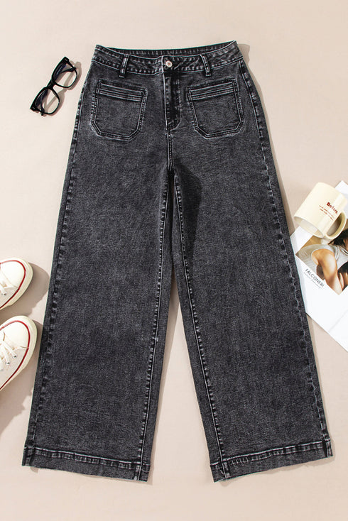 Patch Pocket Straight Leg Loose Fit Jeans